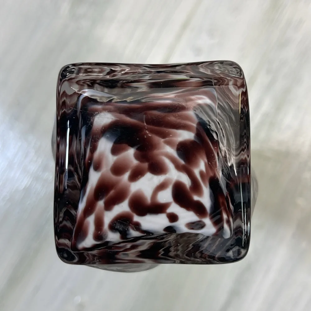 Elegant Vintage Brown & White w/ Hints of Green Art Glass Vase